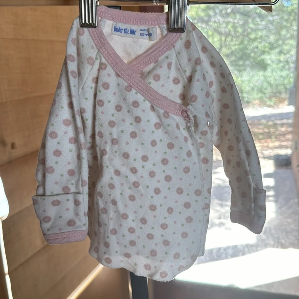 Under the Nile 100% Organic Cotton Kimono Side Snap Top & Pant Set Sz 0-3 Mths